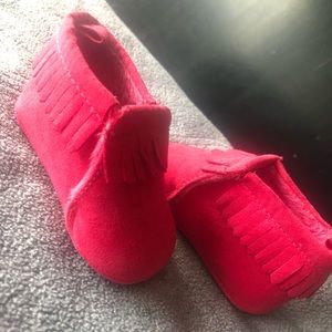 Pink moccasins 0-3mos